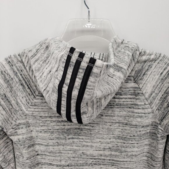 ADIDAS nwt Velour Fleece Jacket Full Zip Space Dyed Off White Black Girls M - Picture 8 of 9